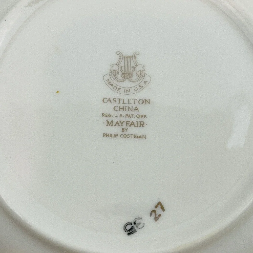 Castleton Mayfair 4 Bread & Butter Plates Yellow Roses Gold Trim Philip Costigan